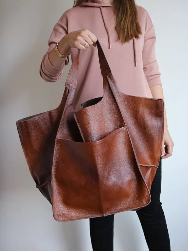 Carla™ - New oversized handcrafted handbag made from vegan leather