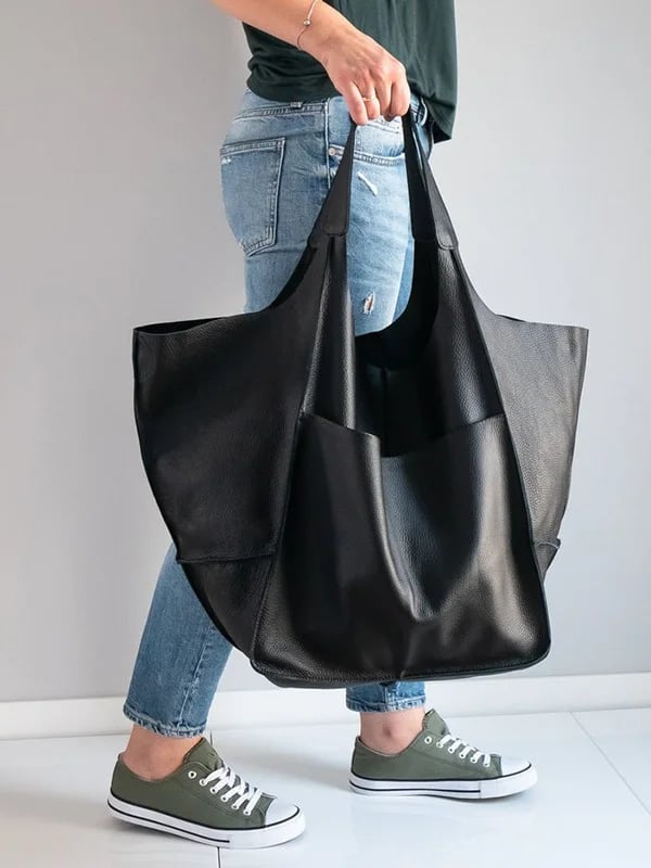 Carla™ - New oversized handcrafted handbag made from vegan leather