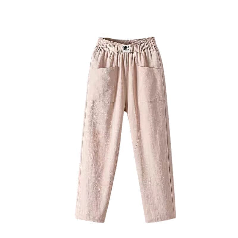 Casual Cotton Linen Trousers with Elasticated Waist