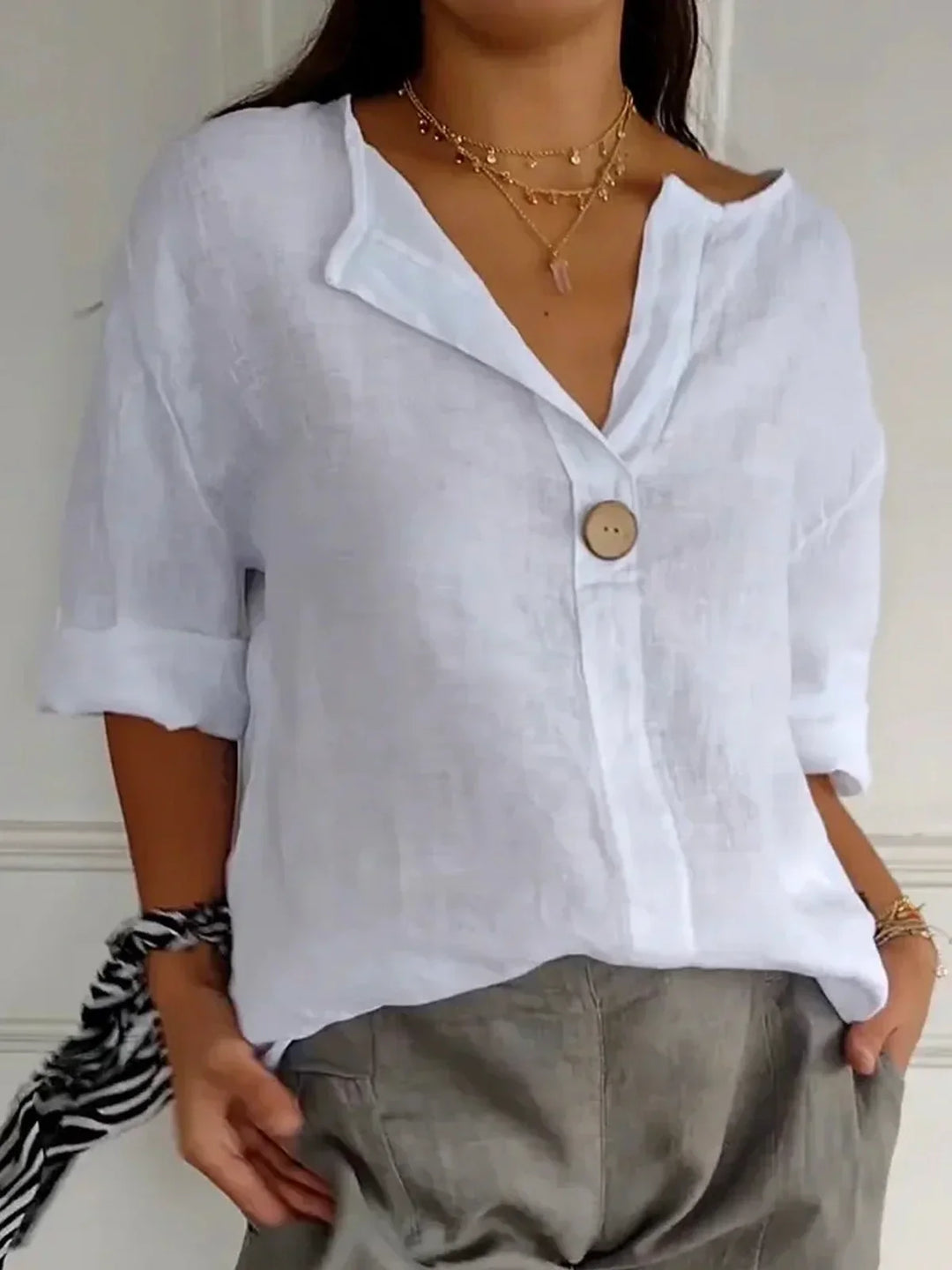 Rosita™ | Cotton V-neck Blouse