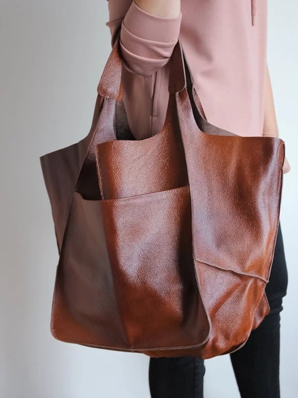 Carla™ - New oversized handcrafted handbag made from vegan leather