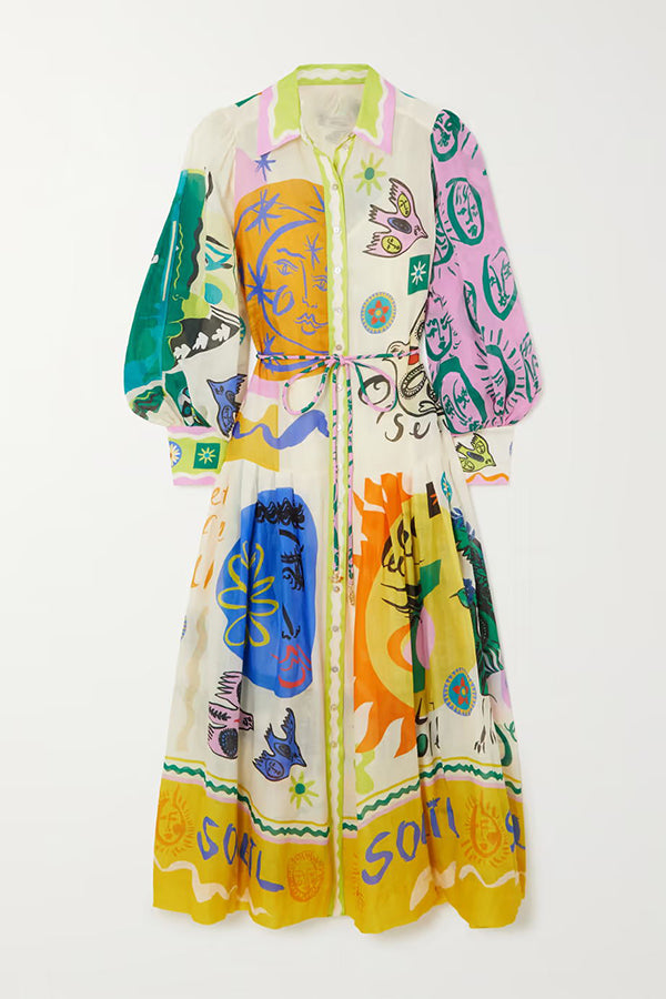 Lina™ - Print Patchwork Midi Dress